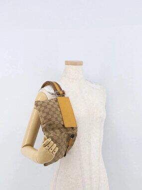 GUCCI GG Canvas Waist bag Beige Silver